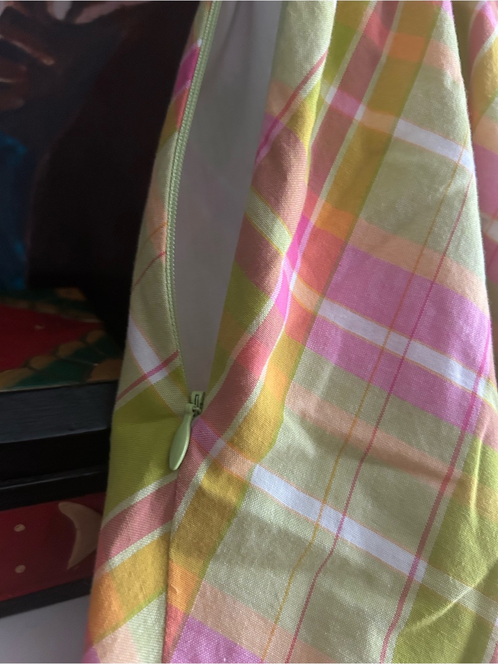 Pure Alfred Sung Plaid Wrap Midi Dress Belted Pink Green Sleeveless Women M - Picture 2 of 16
